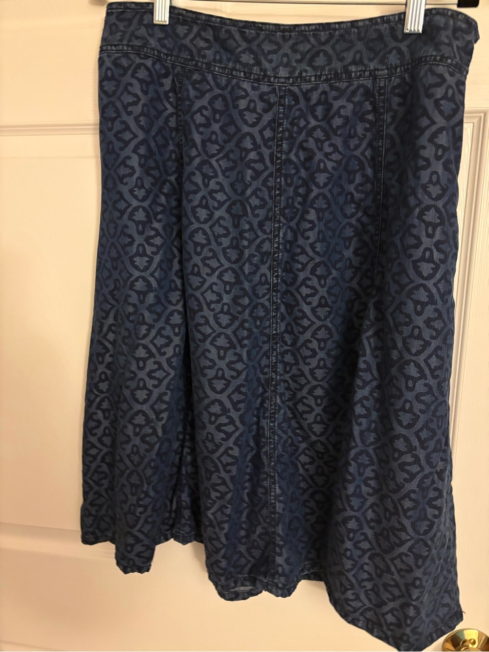 Coldwater Creek Navy Blue Patterned A-Line Skirt